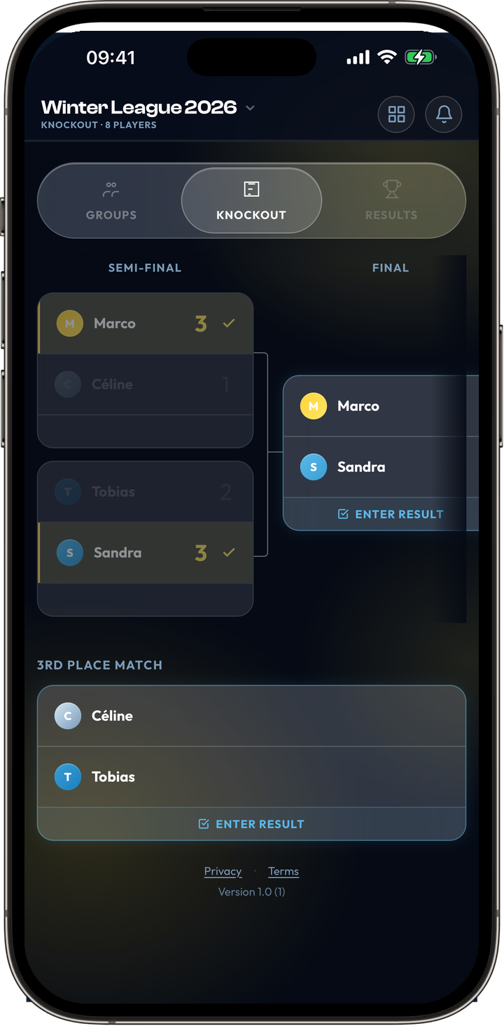 tournament — knockout bracket
