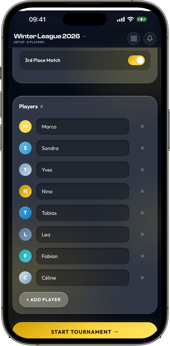 tournament — setting up a tournament